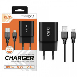 Chargeur 2 en 1 micro USB 2.4A noir - IDUSD